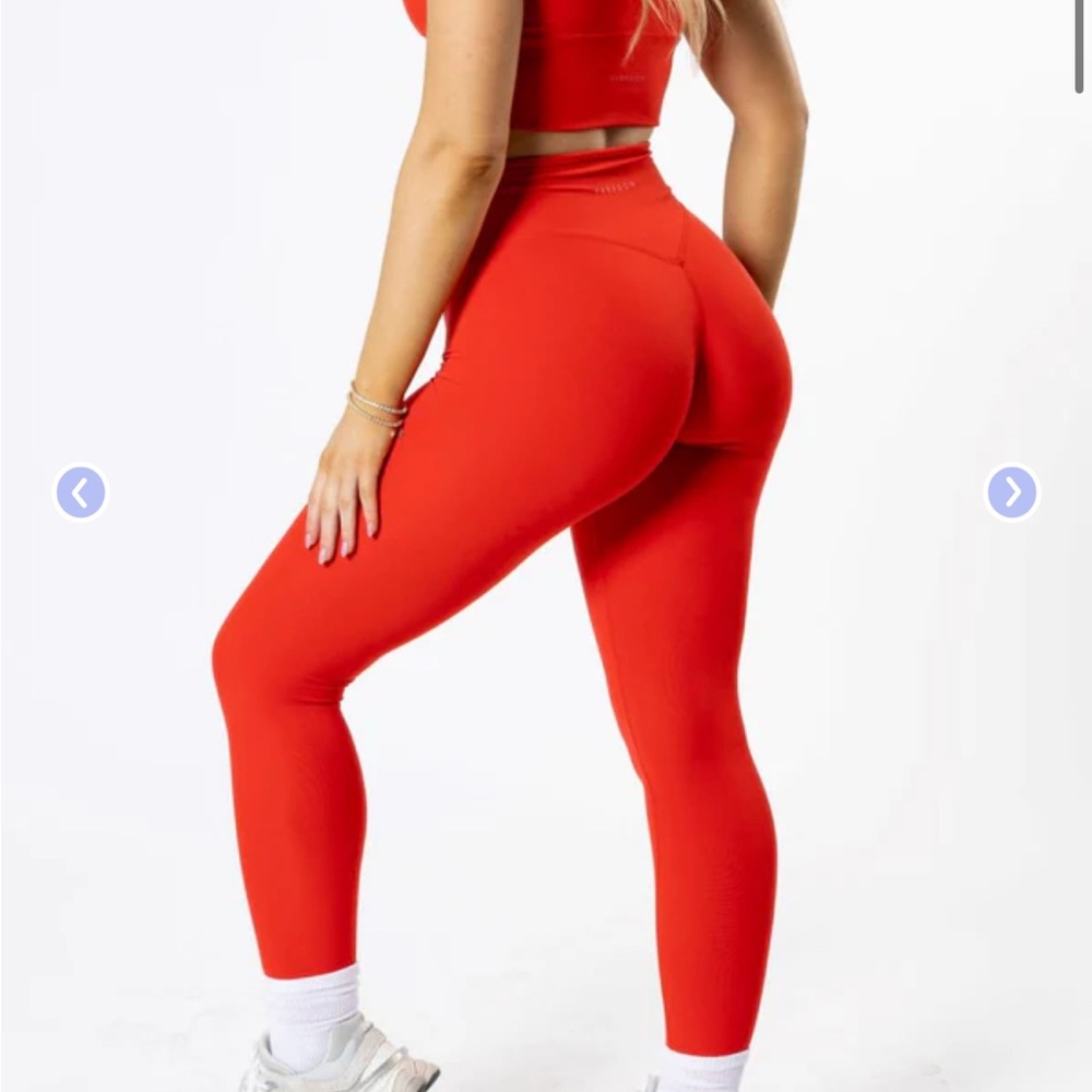 Paragon Fitwear Red High-Waisted Leggings Seamless Stretch